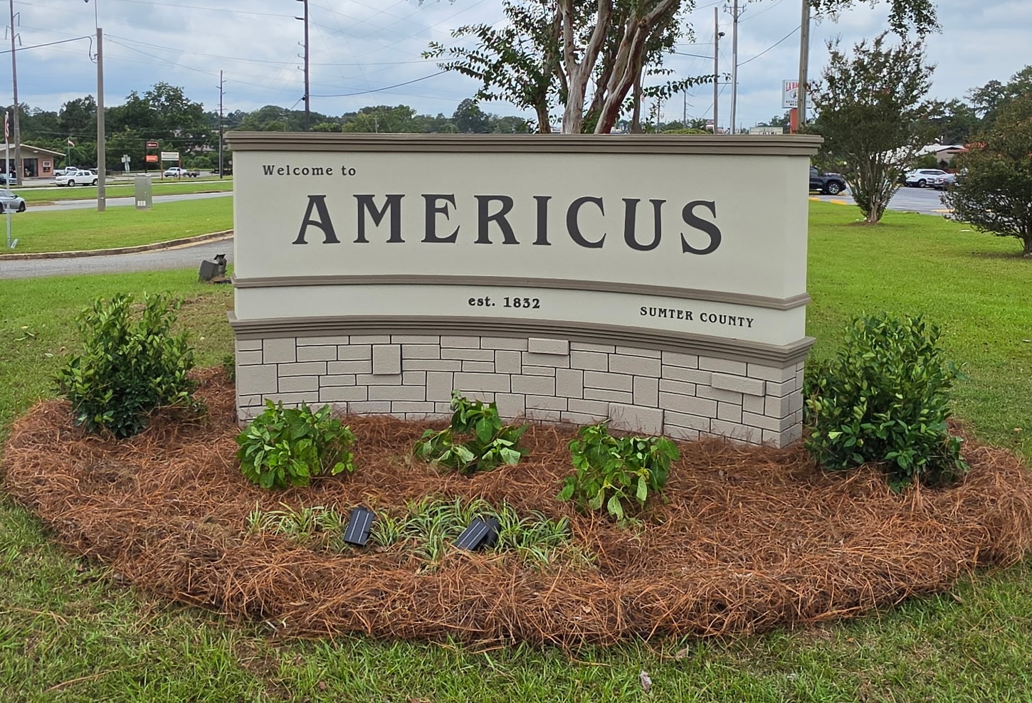 americus monument sign in grass