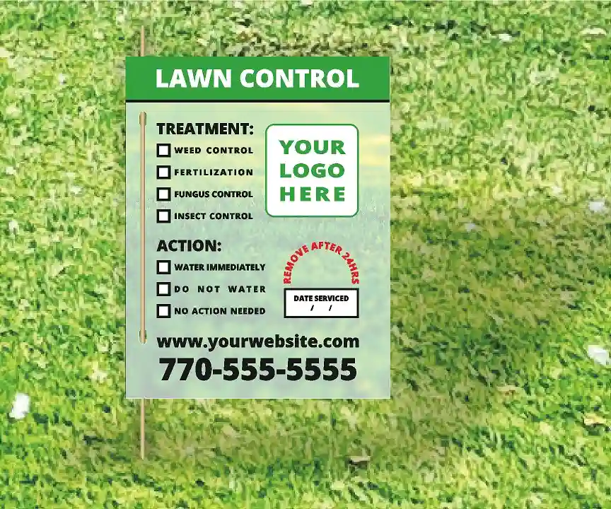 lawn tresmt sign for grass