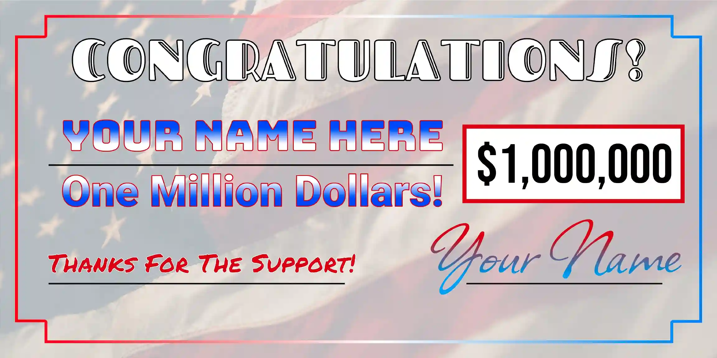 big check with american flag background