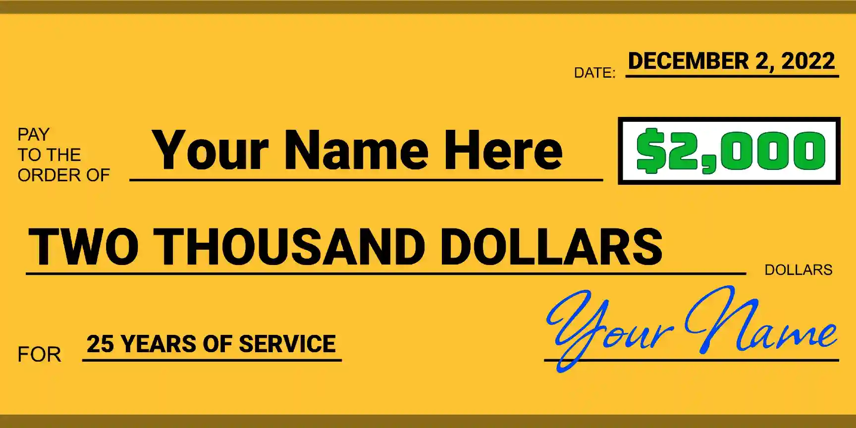 big check with yellow background
