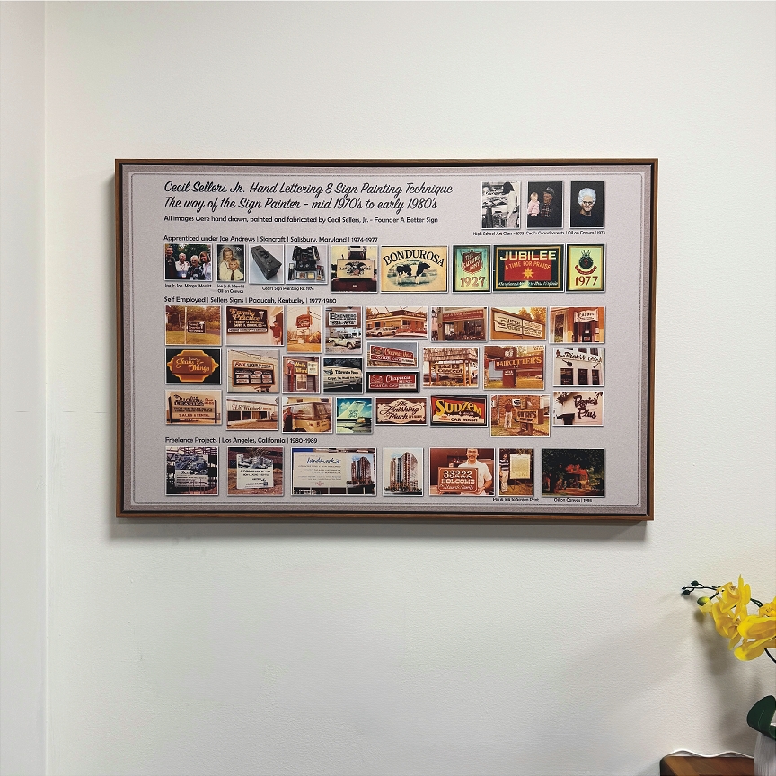 canvas print with frame on wall showing custom paintings by person