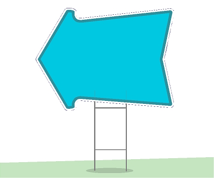 arrow cut-shape sign in a yard