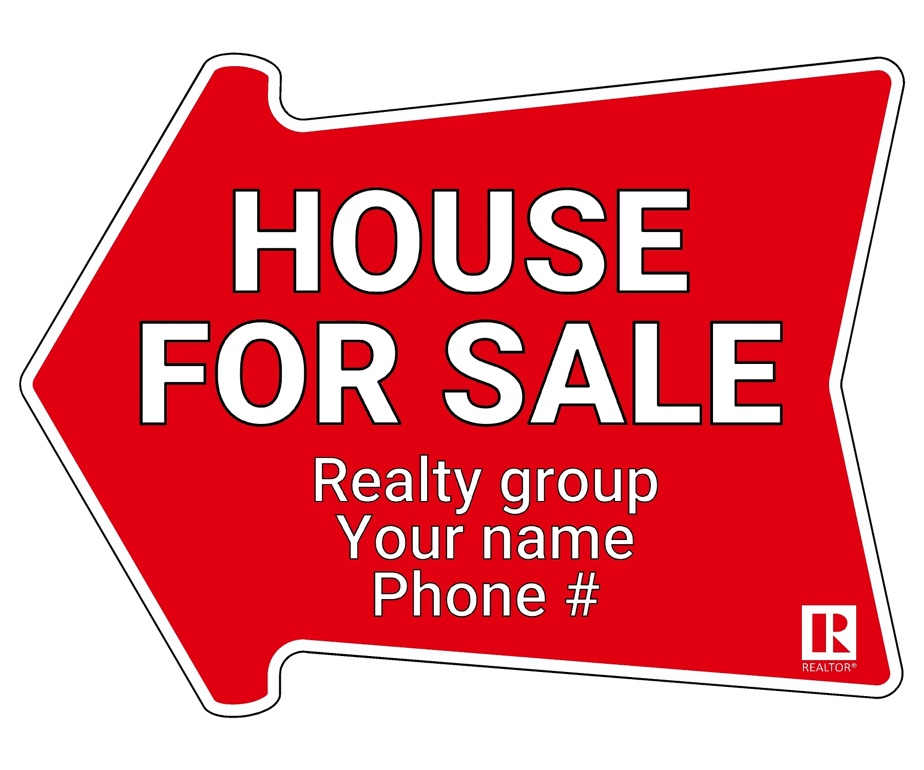 Left Blue Arrows House For Sale Sign