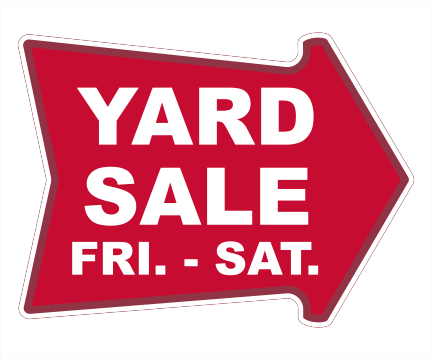 Right Arrow Red Yard Sale Sign