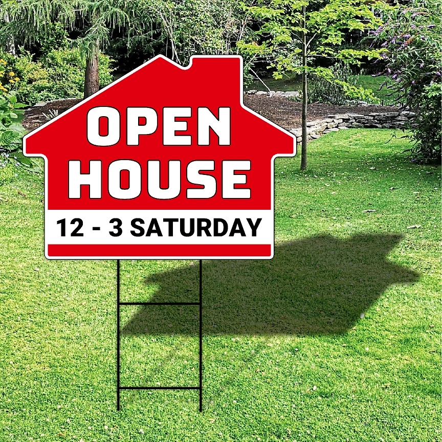 house sign that says open house