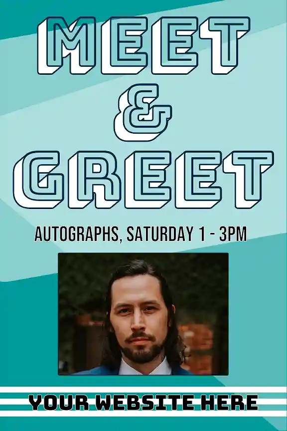 Meet and greet Fold out Sidewalk Sign with picture and date