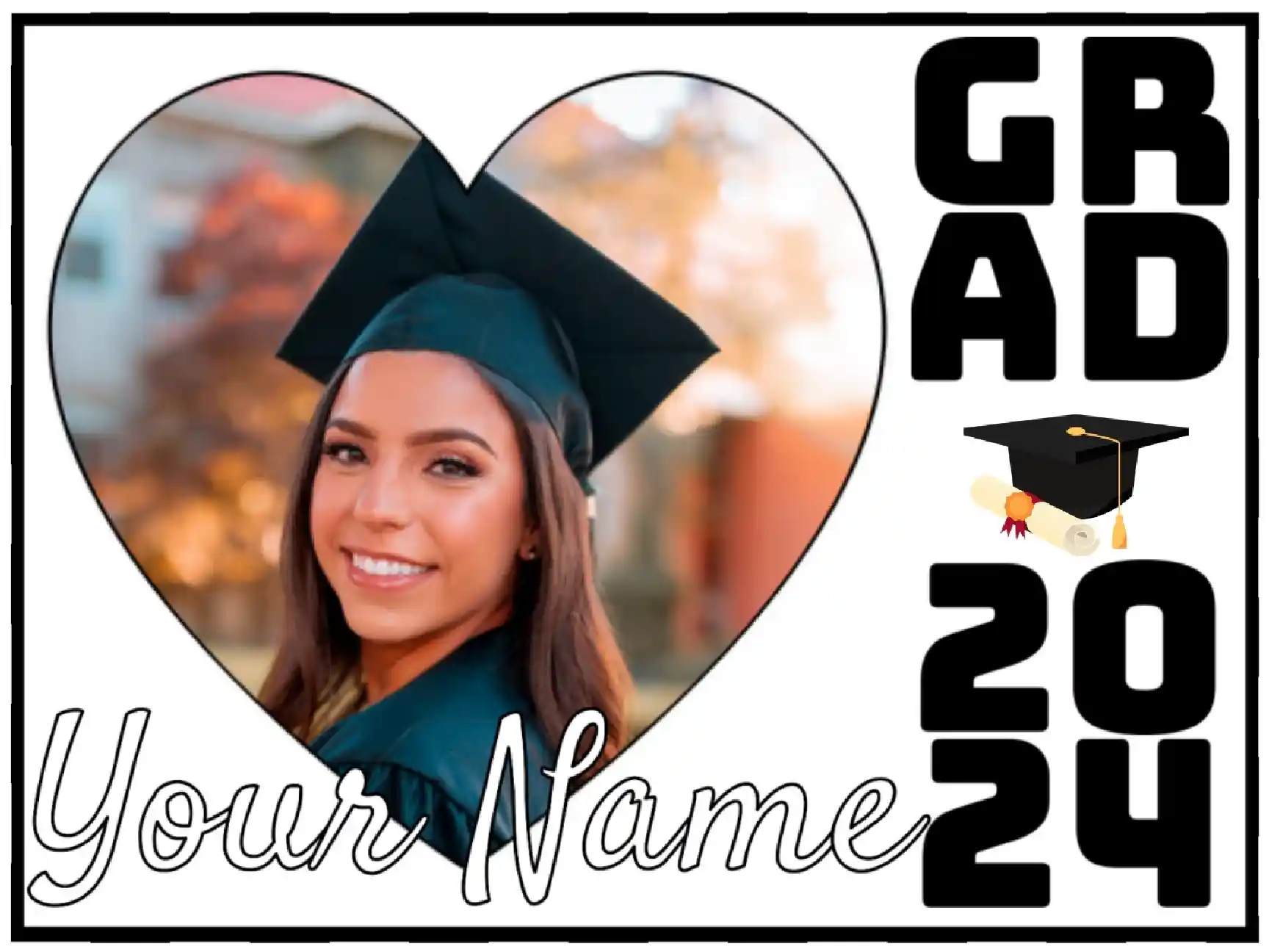 graduation sign with heart