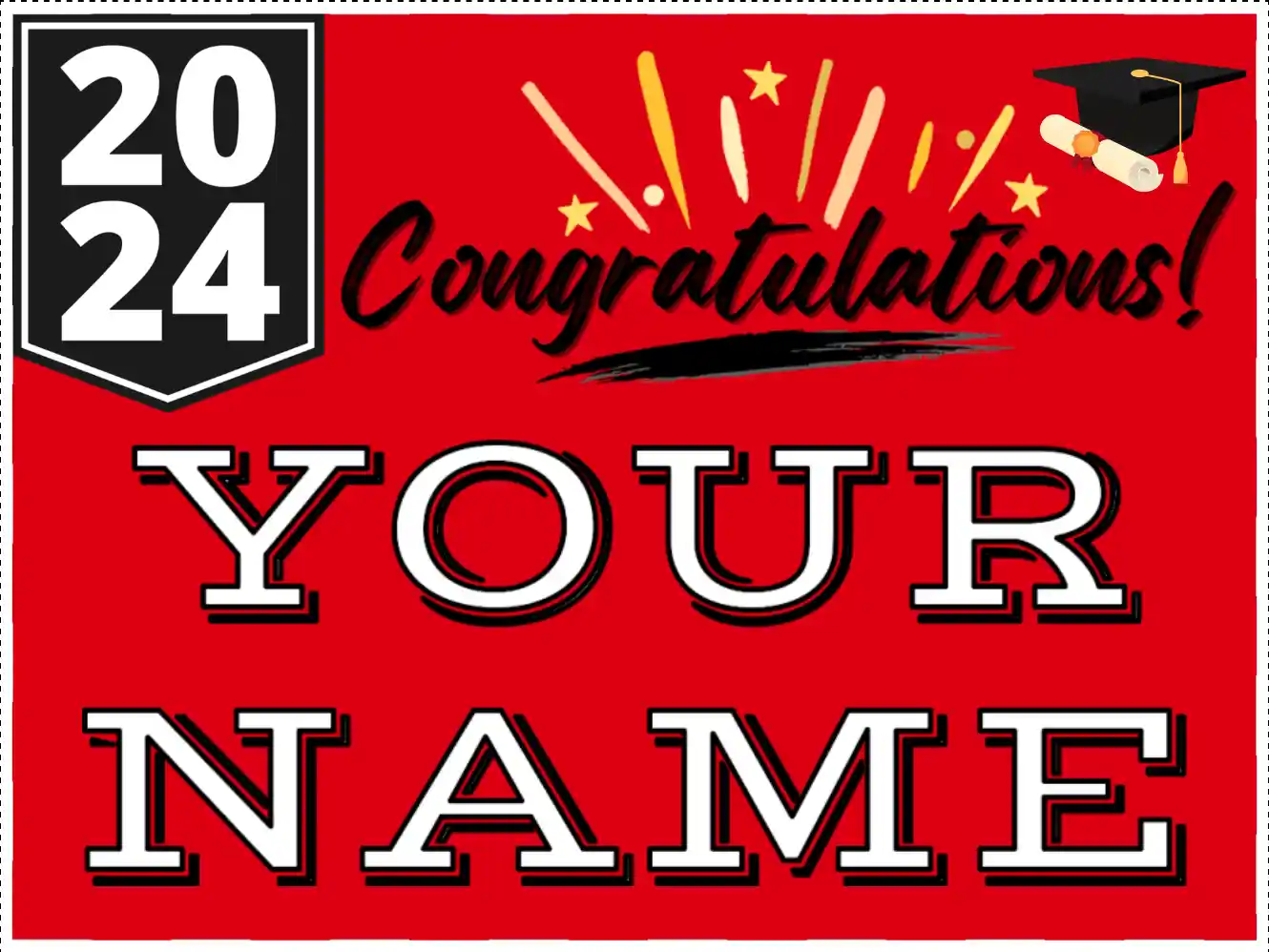 2024 red graduation sign with name