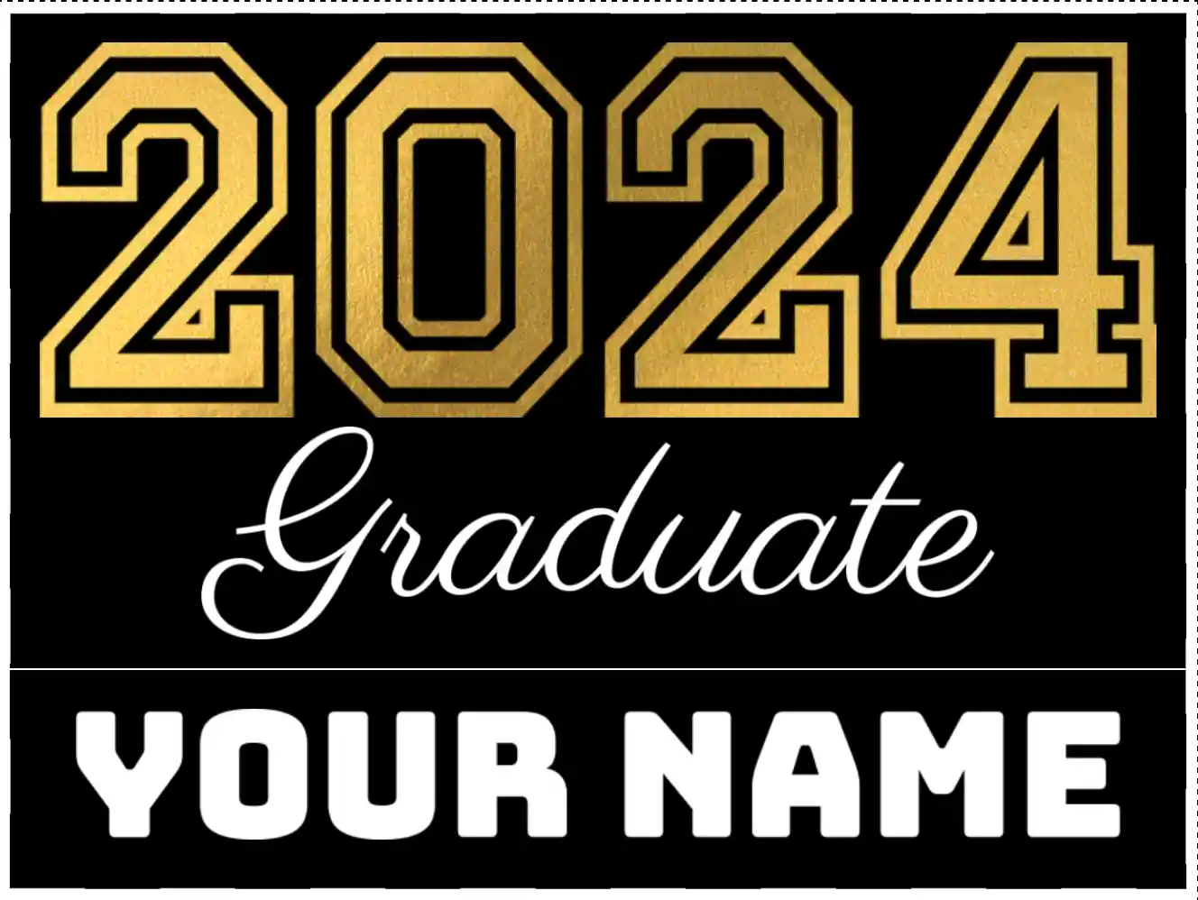 2024 black graduation sign with name