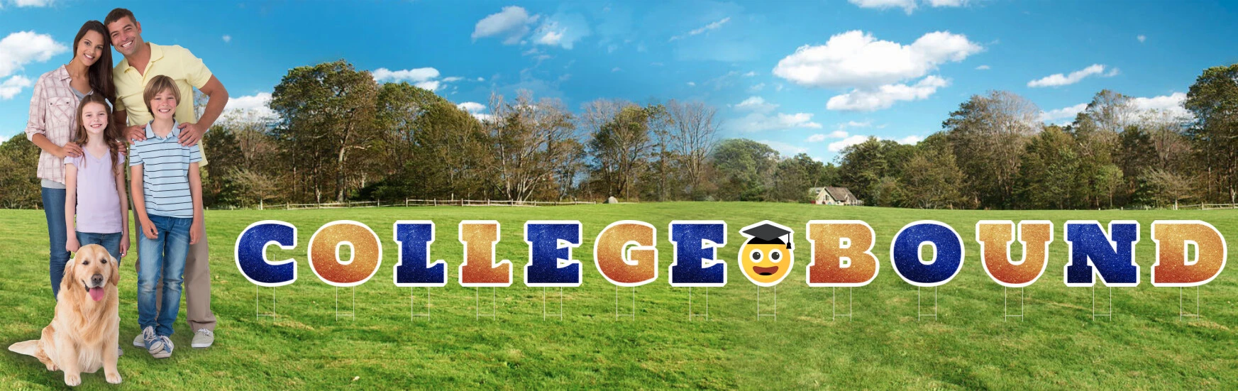 college bound letters in a lawn from partywords.com
