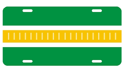 green plate with yellow stripe and football threads in middle