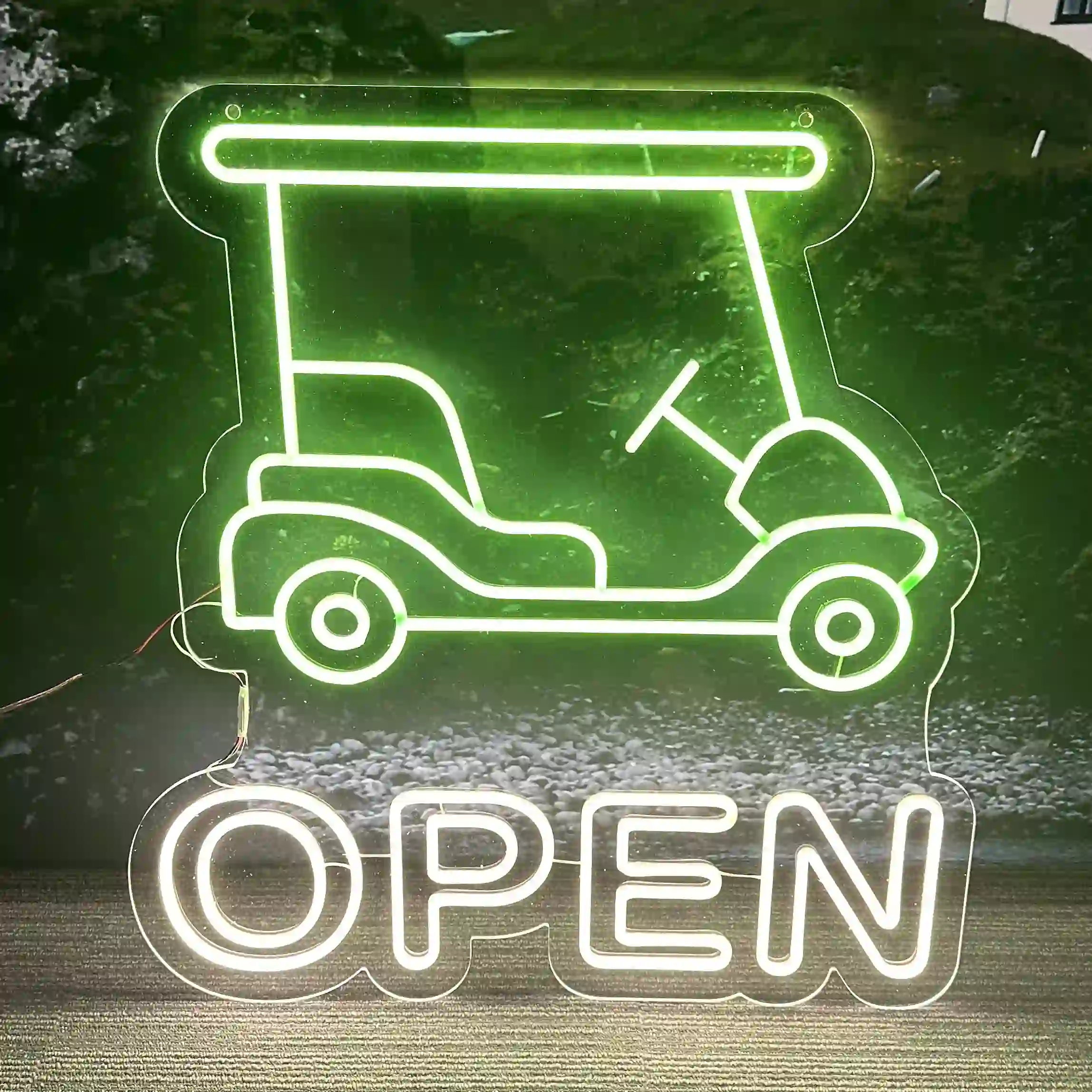 Golf cart led open sign