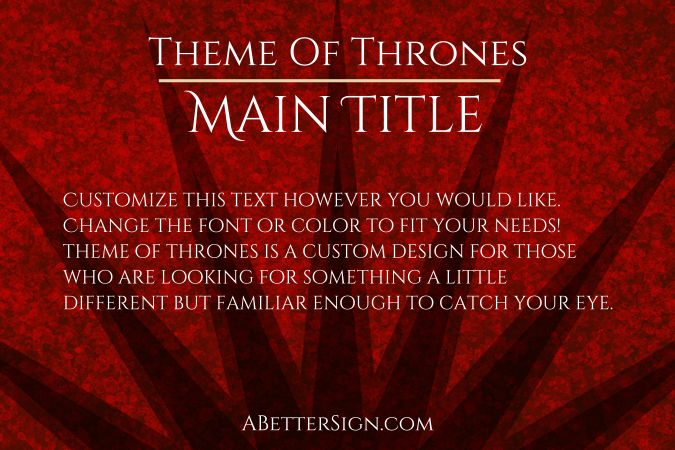 Banner - Theme of Thrones - Customizeable template