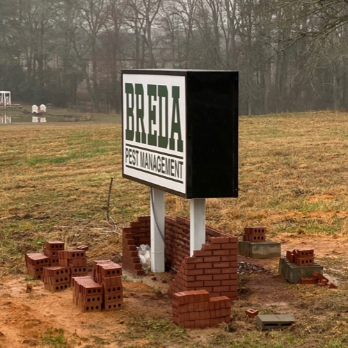business brick monument sign in progress